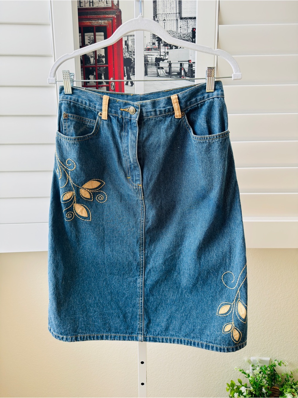 Style & Co. Denim Skirt in Blue with Contrast Stitching